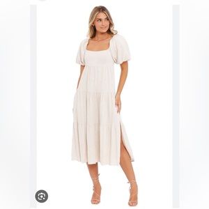 🔥 MINK PINK NORTHERN MIDI NATURAL DRESS